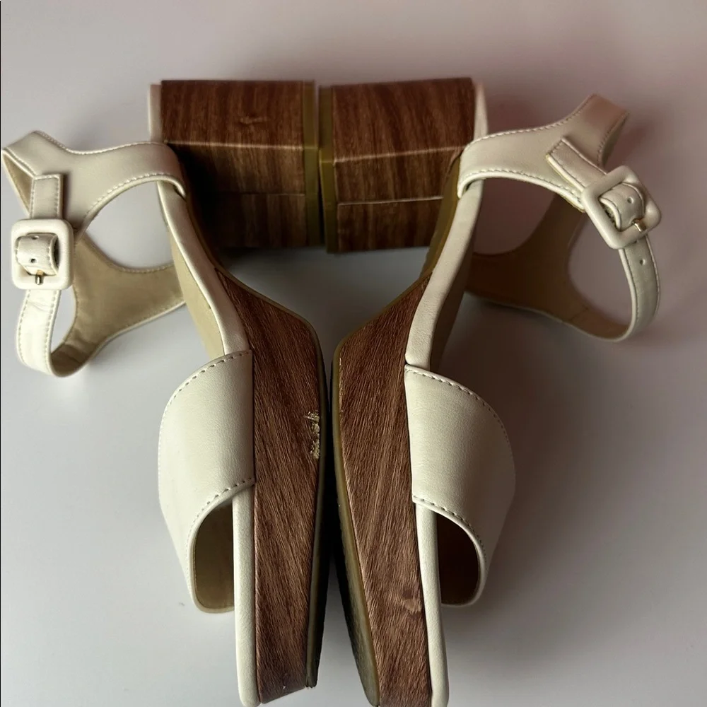 LifeStride Cream Platform Block Heel Sandals – Soft System Comfort size 7.5 M